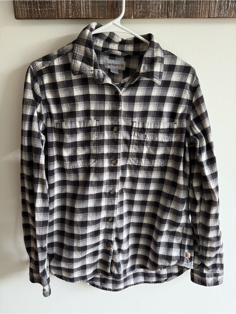 Carhartt women's Black & White Plaid Flannel Shirt
